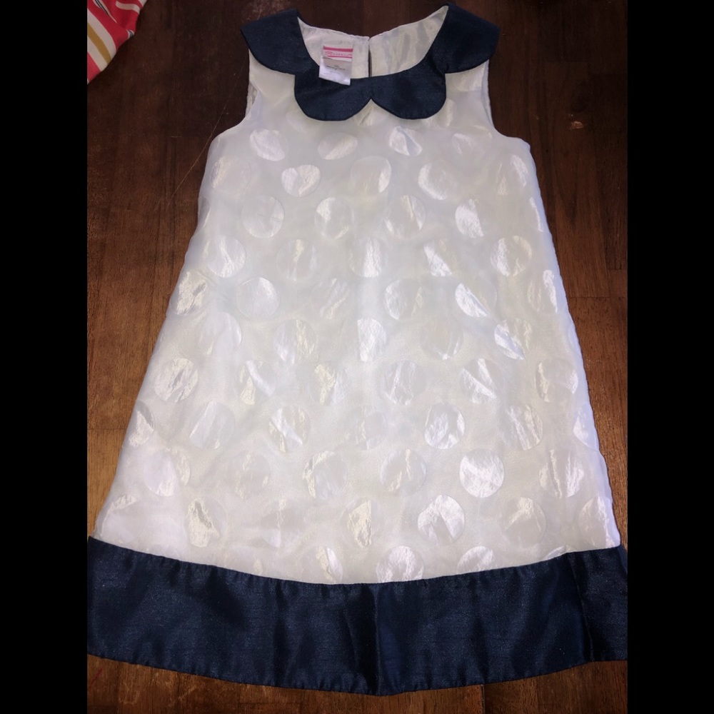 Roseneau white navy dress petal collar dressy 5